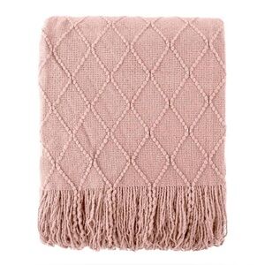Elegant Pink Textured Throw Blanket 50” x 60” EUC